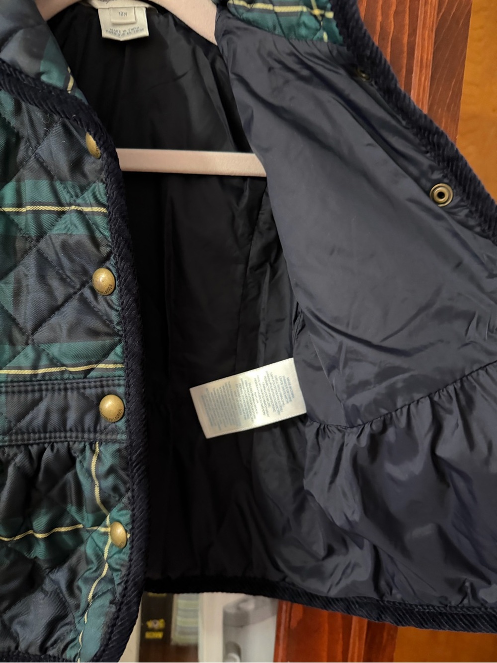 Ralph Lauren Quilted Plaid Infant Jacket - Green/Blue Size 12 Months - Picture 10 of 12